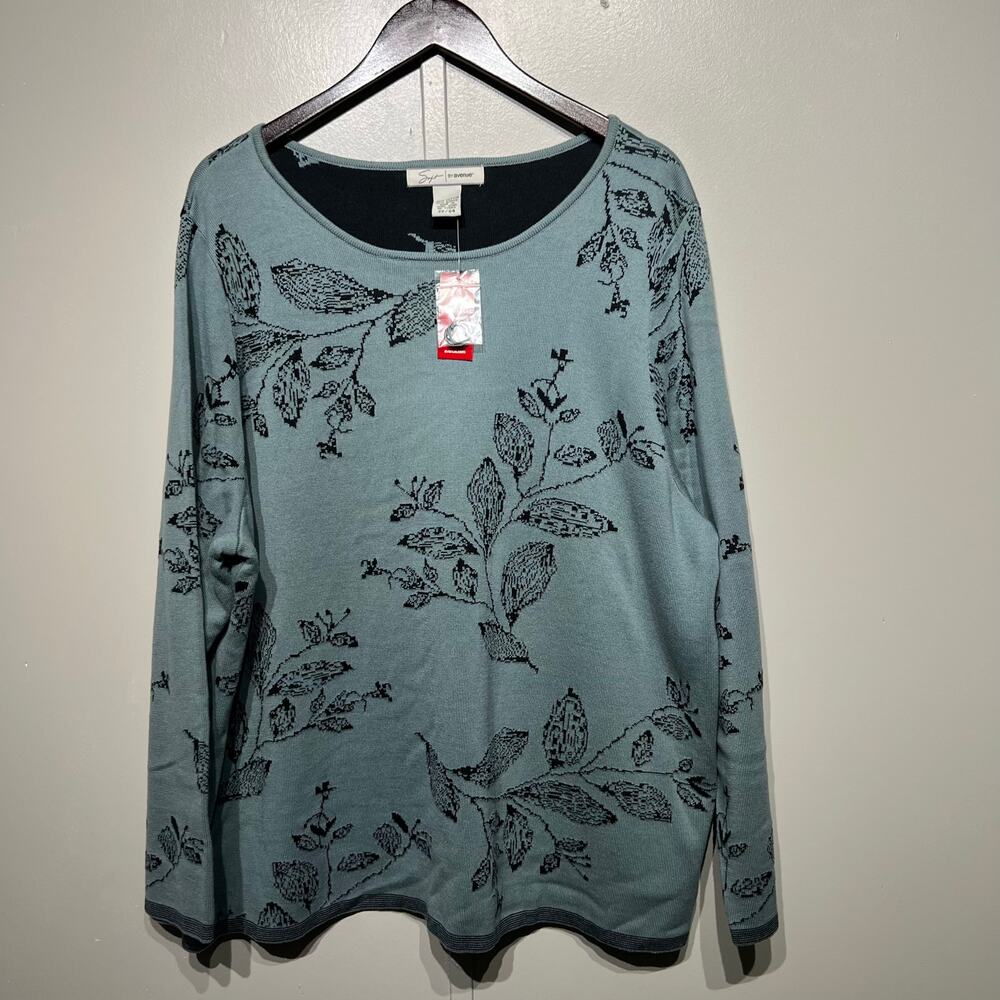 Soft Avenue Embroidered Long Sleeve Pullover Sweater | Women's Plus Size 22/24 - Picture 1 of 8